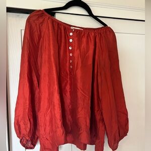 Golden orange silk shirt - M